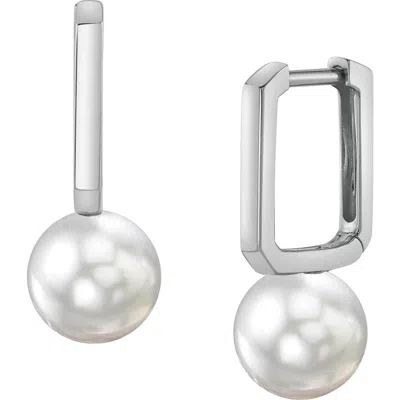 The Pearl Source Japanese Akoya Pearl Huggie Susie Earrings In Gold