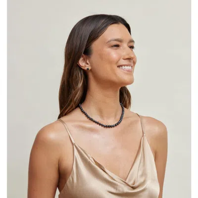 The Pearl Source Japanese Akoya Pearl Necklace 6.5-7mm Aaa In Black