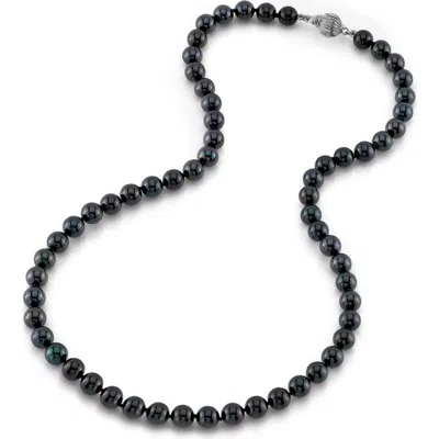 The Pearl Source Japanese Akoya Pearl Necklace 6.5-7mm In Black