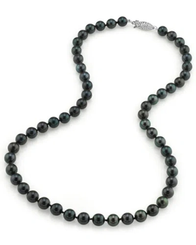 The Pearl Source Japanese Akoya Pearl Necklace 7-7.5mm In Green
