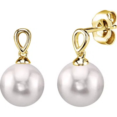 The Pearl Source Japanese Akoya Pearl Sherry Earrings In Gold