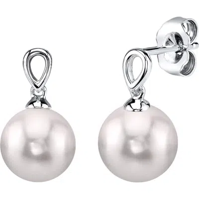The Pearl Source Japanese Akoya Pearl Sherry Earrings In White Gold