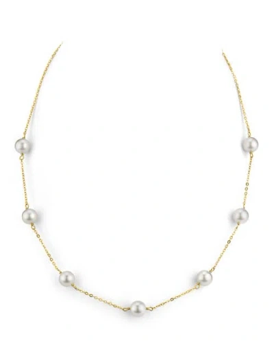 The Pearl Source Japanese Akoya Pearl Tincup Necklace In Gold