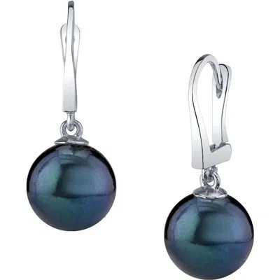 The Pearl Source Japanese Black Akoya Pearl Classic Elegance Earrings In Gold
