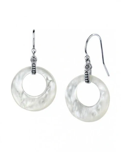 The Pearl Source Mother Of Pearl Crescent Earrings In Sterling Silver