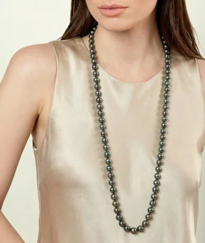 The Pearl Source Opera Length 10-11mm Tahitian South Sea Pearl Necklace In Red