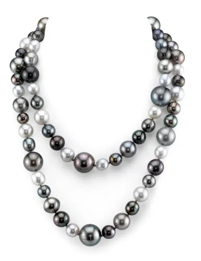 The Pearl Source Opera Length 9-14mm Tahitian Multicolor South Sea Pearl Necklace
