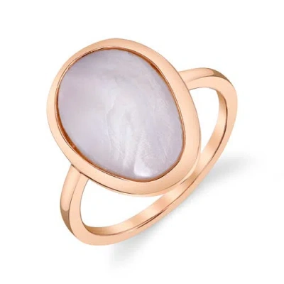 The Pearl Source Pink Cultured Mother Of Pearl Raya Ring In Rose Gold Plated
