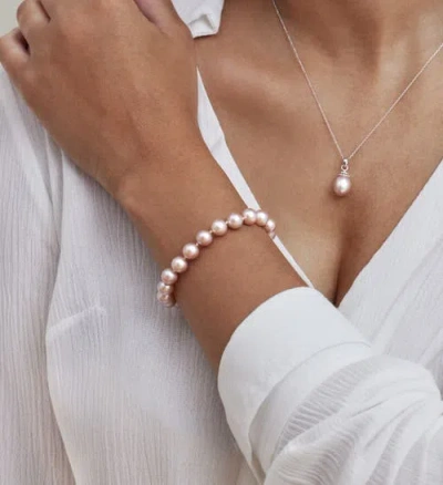 The Pearl Source Pink Freshwater Pearl Bracelet 8-8.5mm In Metallic