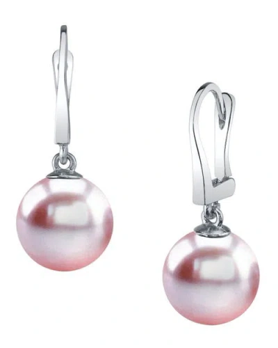 The Pearl Source Pink Freshwater Pearl Classic Elegance Earrings In White Gold