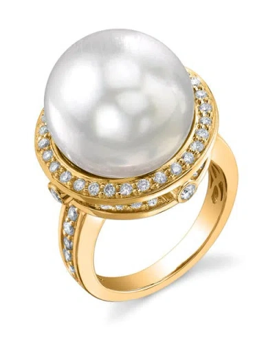 The Pearl Source South Sea Pearl & Diamond Bella Ring In Yellow Gold