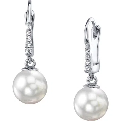 The Pearl Source South Sea Pearl & Diamond Susan Earrings In Gold