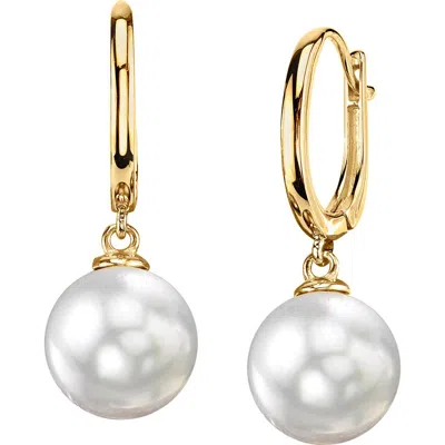 The Pearl Source South Sea Pearl Huggie Tania Earrings In Gold