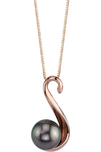 The Pearl Source Tahitian South Sea Pearl Anastasia Pendant In Rose Gold Plated