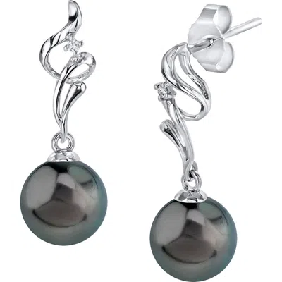 The Pearl Source Tahitian South Sea Pearl & Diamond Aria Earrings In White Gold