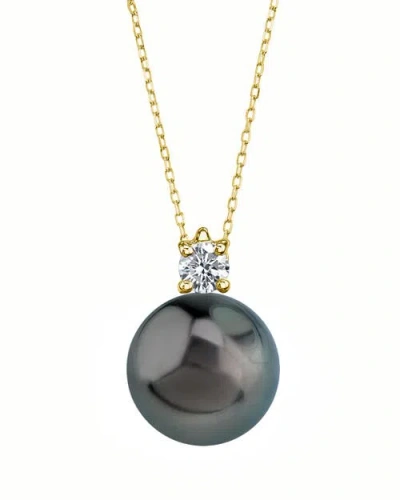 The Pearl Source Tahitian South Sea Pearl & Diamond Ellie Pendant In Yellow Gold