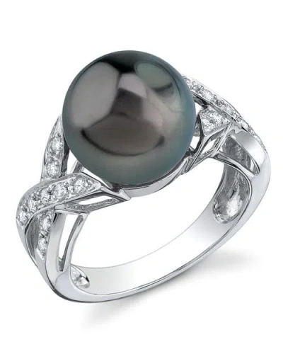 The Pearl Source Tahitian South Sea Pearl & Diamond Infinity Ring In White Gold