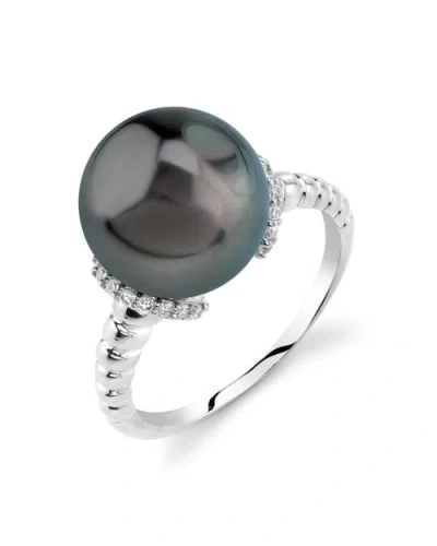 The Pearl Source Tahitian South Sea Pearl & Diamond Jackie Ring In White Gold