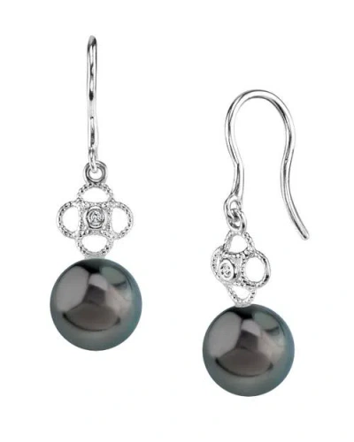The Pearl Source Tahitian South Sea Pearl & Diamond Lacy Earrings In White Gold