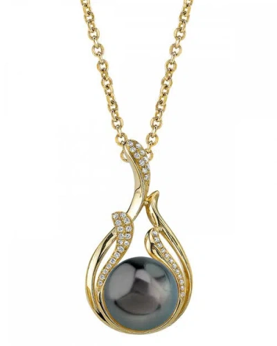The Pearl Source Tahitian South Sea Pearl & Diamond Layla Pendant In Yellow Gold