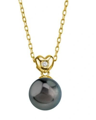 The Pearl Source Tahitian South Sea Pearl & Diamond Lev Pendant In Yellow Gold