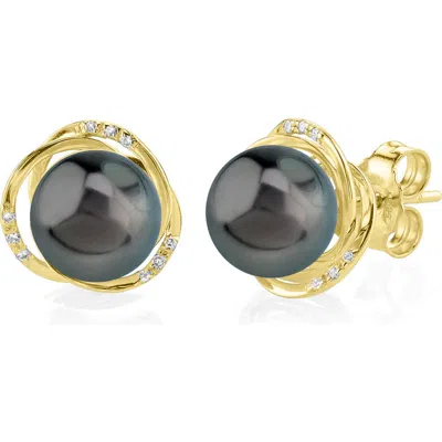 The Pearl Source Tahitian South Sea Pearl And Diamond Lexi Earrings In Yellow Gold