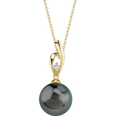 The Pearl Source Tahitian South Sea Pearl & Diamond Lois Pendant In Gold
