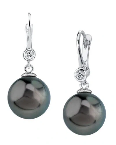The Pearl Source Tahitian South Sea Pearl & Diamond Michelle Earrings In White Gold