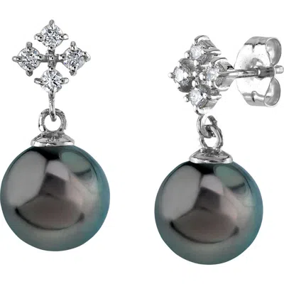 The Pearl Source Tahitian South Sea Pearl & Diamond Millie Earrings In Metallic