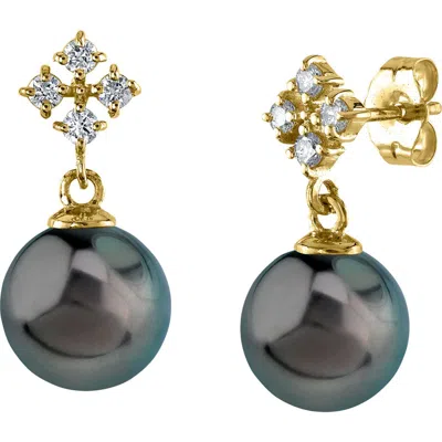 The Pearl Source Tahitian South Sea Pearl & Diamond Millie Earrings In Yellow Gold