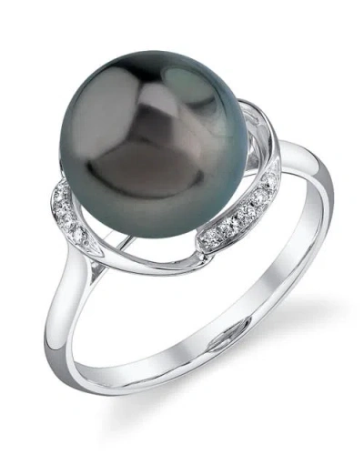 The Pearl Source Tahitian South Sea Pearl & Diamond Ruby Ring In White Gold