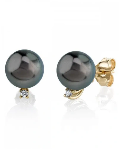 The Pearl Source Tahitian South Sea Pearl & Diamond Sasha Earrings In Yellow Gold