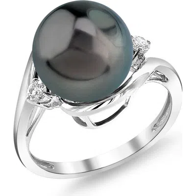 The Pearl Source Tahitian South Sea Pearl & Diamond Sia Ring In White Gold