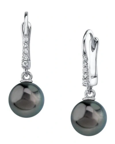 The Pearl Source Tahitian South Sea Pearl & Diamond Susan Earrings In White Gold
