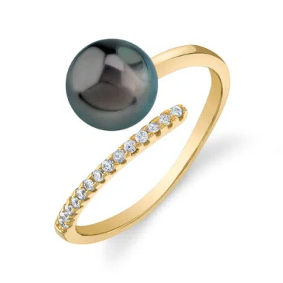 The Pearl Source Tahitian South Sea Pearl & Diamond Valentina Ring In Yellow Gold