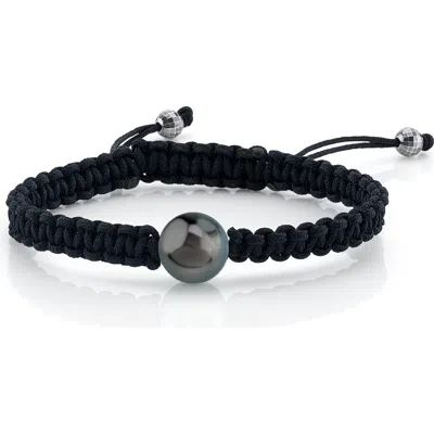 The Pearl Source Tahitian South Sea Pearl Braided Wave Bracelet In Black