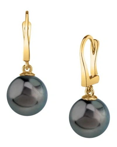 The Pearl Source Tahitian South Sea Pearl Classic Elegance Earrings In Yellow Gold