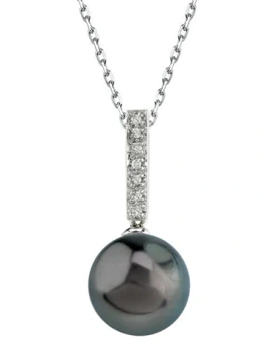 The Pearl Source Tahitian South Sea Pearl Dangling Diamond Pendant In White Gold