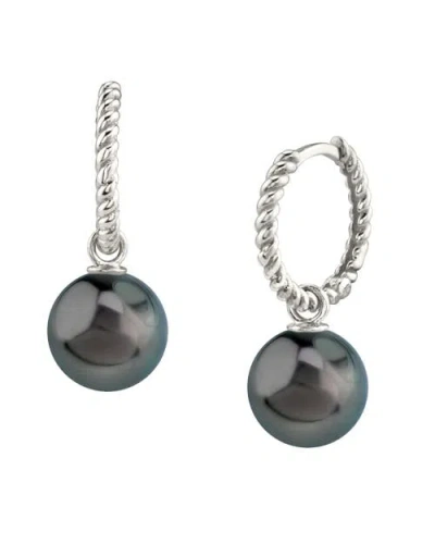 The Pearl Source Tahitian South Sea Pearl Hoop Via Earrings In White Gold