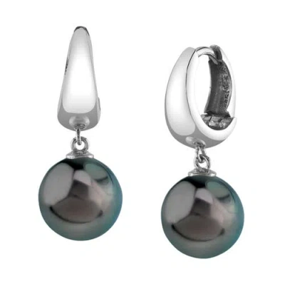 The Pearl Source Tahitian South Sea Pearl Hoop Willa Dangling Earrings In White Gold