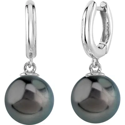 The Pearl Source Tahitian South Sea Pearl Huggie Mary Earrings In White Gold