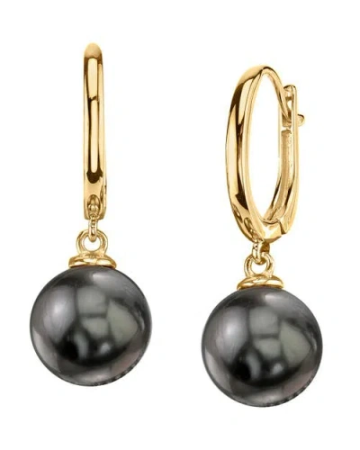 The Pearl Source Tahitian South Sea Pearl Huggie Tania Earrings In Yellow Gold