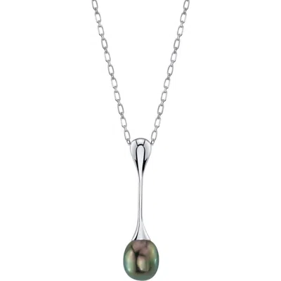 The Pearl Source Tahitian South Sea Pearl Long Teardrop Pendant In Black Pearl