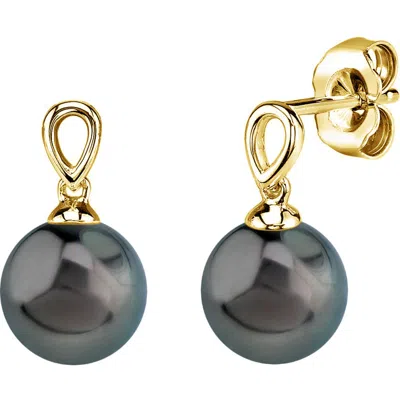 The Pearl Source Tahitian South Sea Pearl Sherry Earrings In Yellow Gold