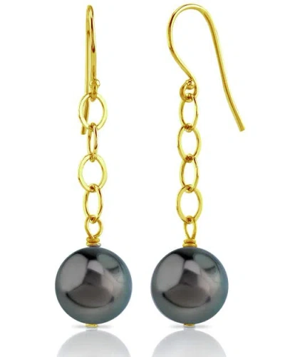 The Pearl Source Tahitian South Sea Round Pearl Dangling Tincup Earrings In Gold