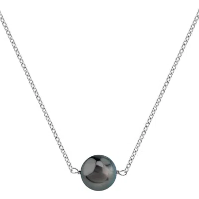 The Pearl Source Tahitian South Sea Round Solitaire 14k Pearl Necklace In Black