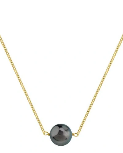 The Pearl Source Tahitian South Sea Round Solitaire 14k Pearl Necklace In Gold