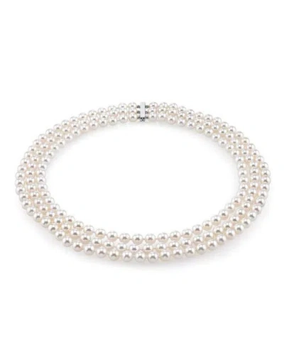 The Pearl Source Triple Strand Freshwater Pearl Necklace In White