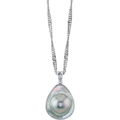 The Pearl Source White Akoya Mabe Skyler Pendant In Sterling Silver