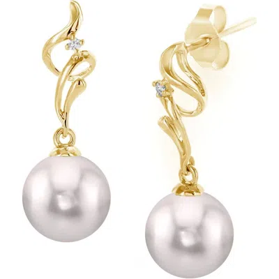 The Pearl Source White Akoya Pearl & Diamond Aria Earrings In Gold